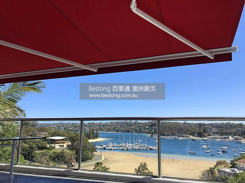 悉尼窗帘 - 为民窗帘Wim Blinds  8766 28 Folding Arm Awning installed on Balcony with beach view 商家 ID： B10517 Picture 3